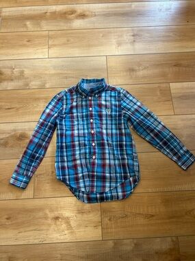 NWOT Chaps Kids Plaid Button-Up Shirt in Blue and Red